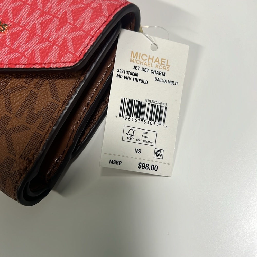 Michael Kors Jet Set Charm Dahlia Multi Trifold Wallet - Picture 3 of 6